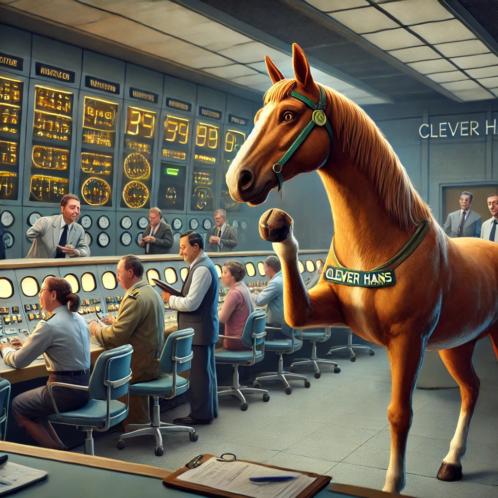 featuring Clever Hans communicating with the engineers in a nuclear reactor control room